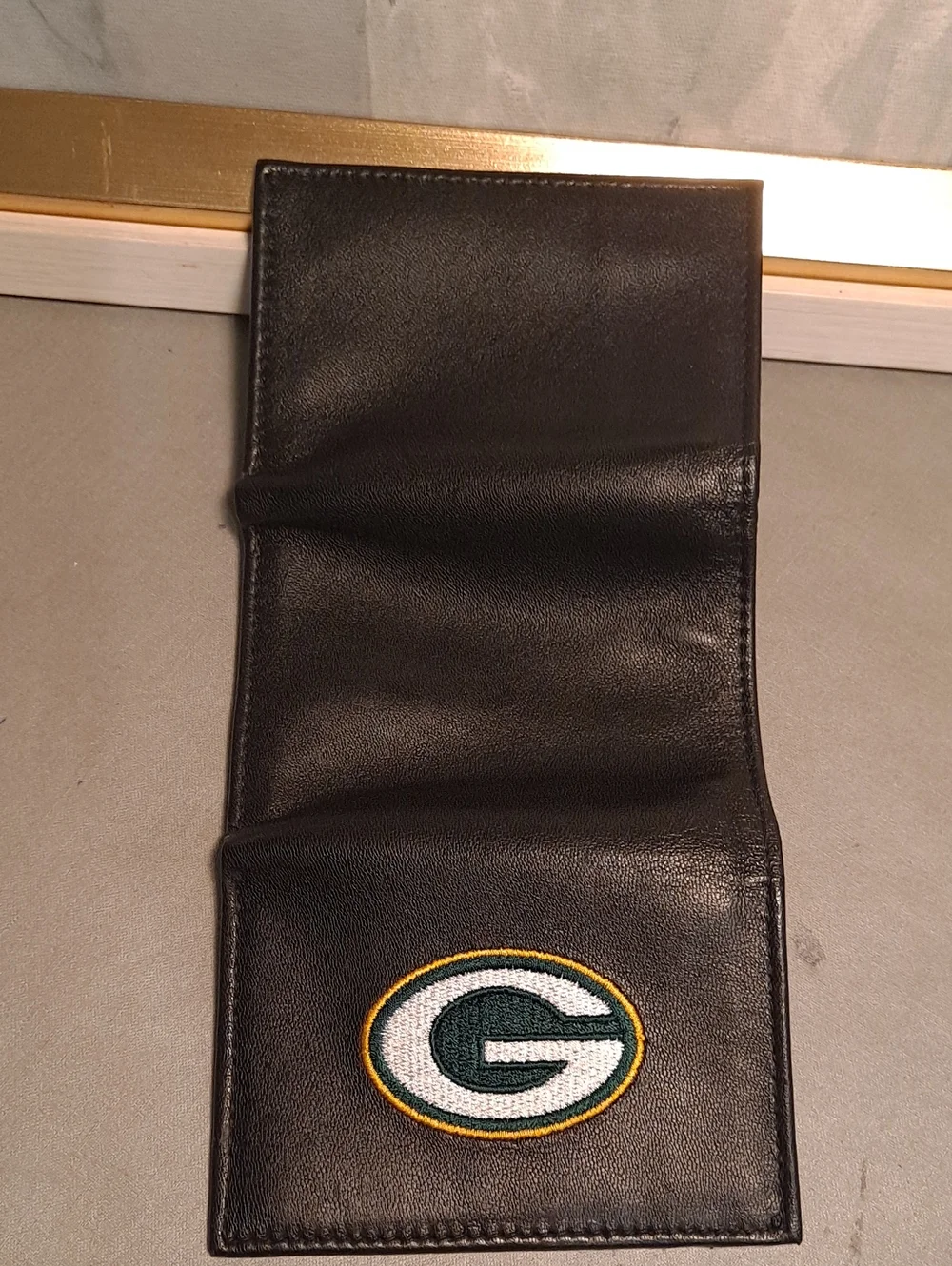 Green Bay Packers Rico Ind. Sleek Black Ultra Soft Leather Trifold Wallet